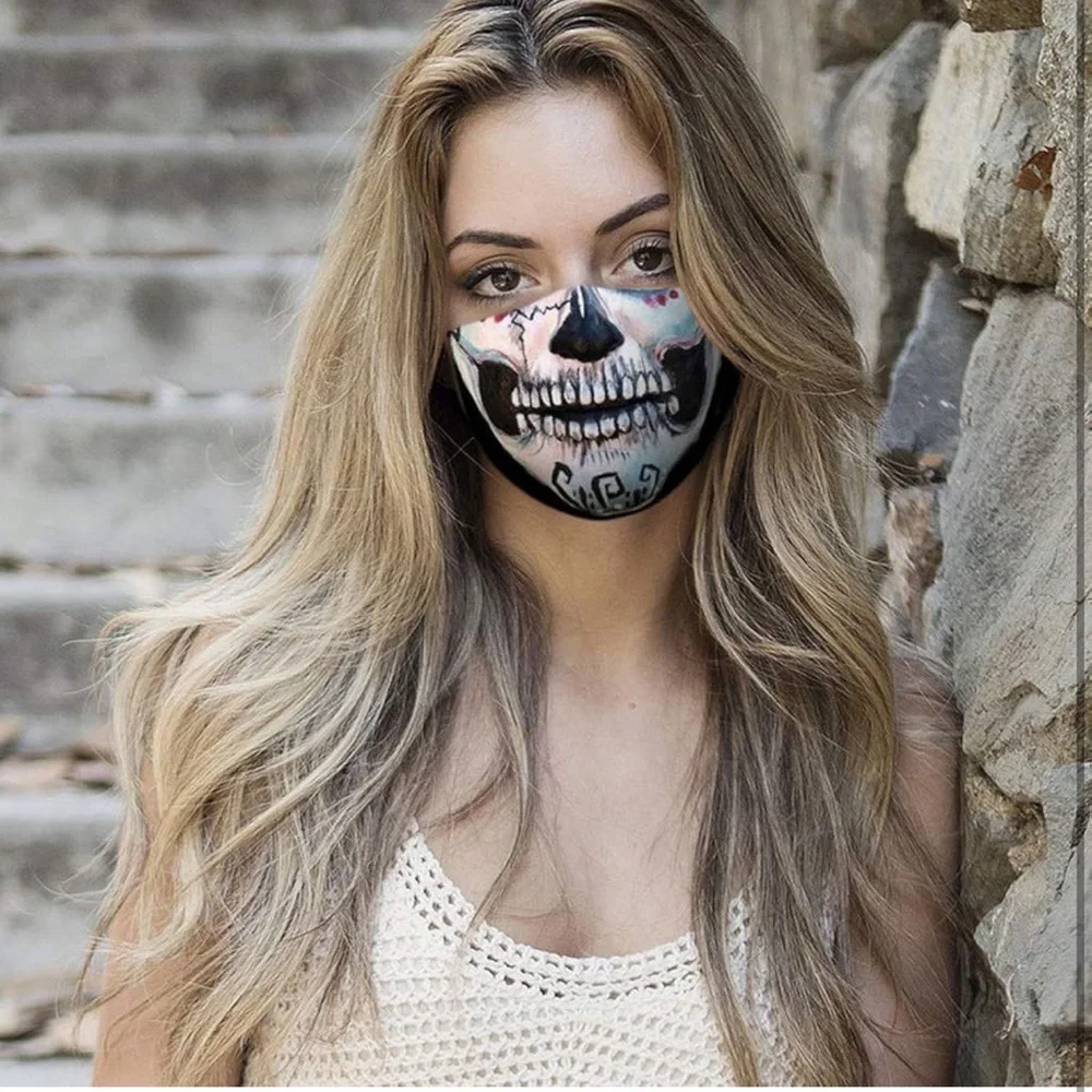 5pcs Scary Face Mask Protection Skull Print for Halloween. New!